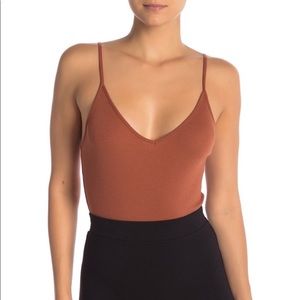 Nordstrom Ribbed Bodysuit Thong V-Neck